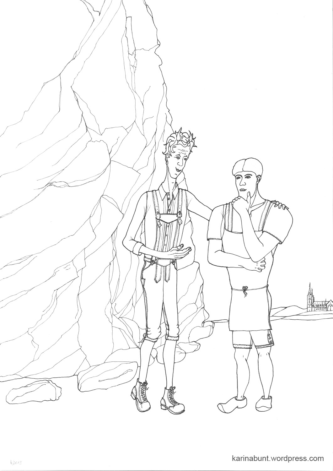 Sagen-Szene Teufel spricht mit Schmied