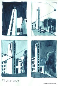 Tonwertstudien bzw. Thumbnails Holzmeisterkirche Wien Favoriten