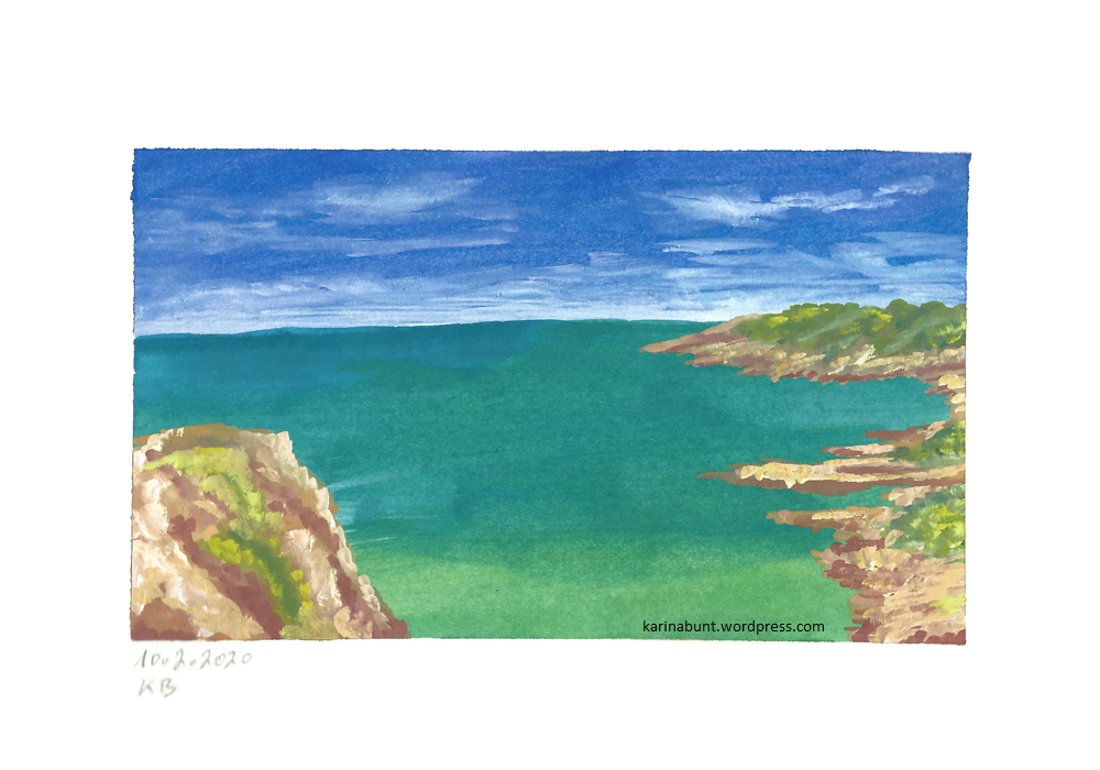 Landschaft mit Meerblick