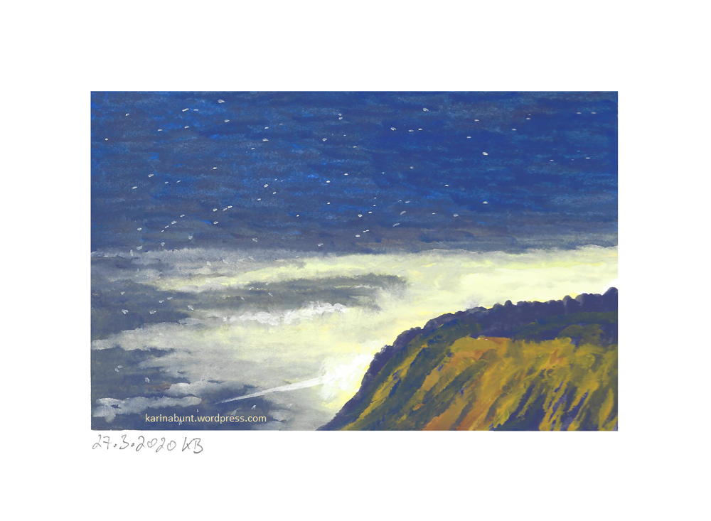 Klippe mit Nachthimmel im Hintergrund