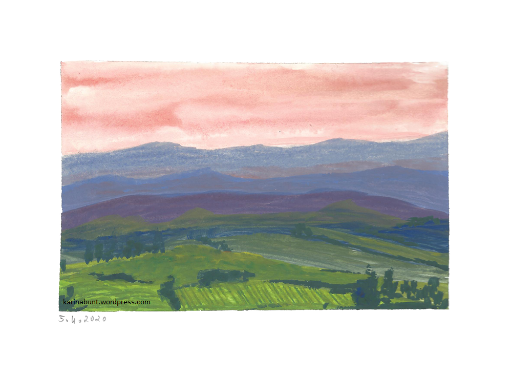 Hügellandschaft im Morgenlicht