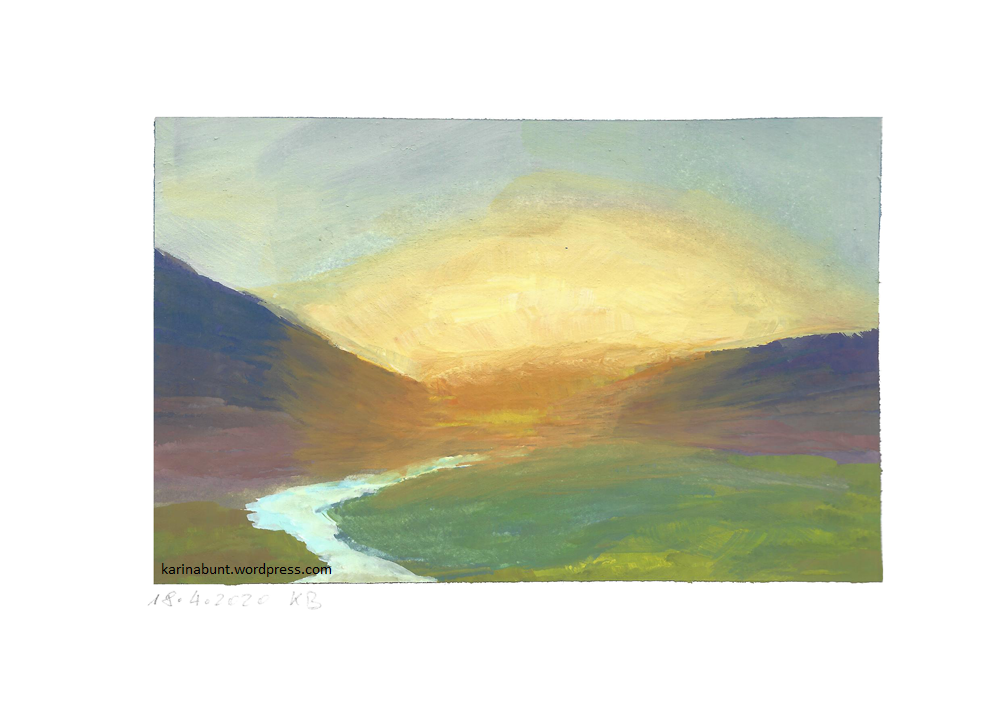 Sonnenaufgang über einem Flußtal