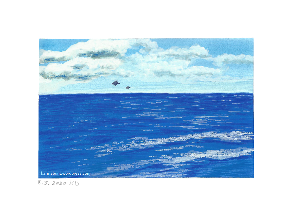 Meer mit Wolken und UFOs