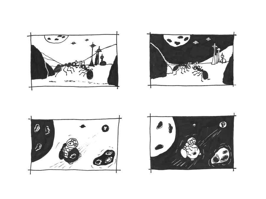 Inktober 2020 zwei Varianten Enwrürfe